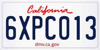 CA license plate 6XPC013
