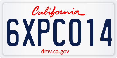 CA license plate 6XPC014