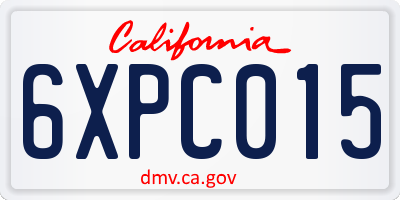 CA license plate 6XPC015