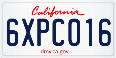 CA license plate 6XPC016