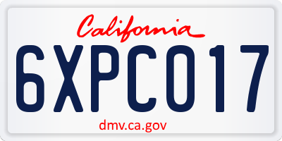 CA license plate 6XPC017