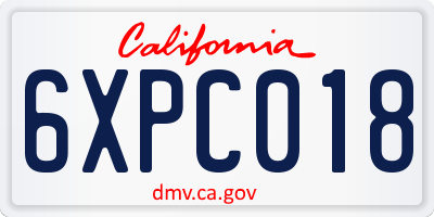 CA license plate 6XPC018
