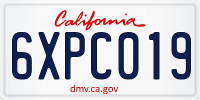 CA license plate 6XPC019