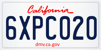 CA license plate 6XPC020