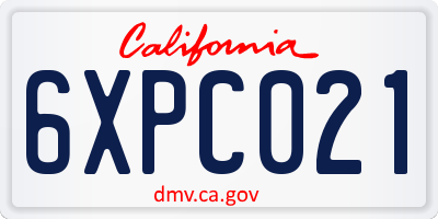 CA license plate 6XPC021