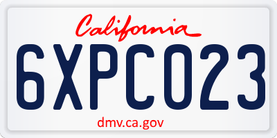 CA license plate 6XPC023