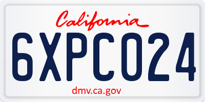 CA license plate 6XPC024