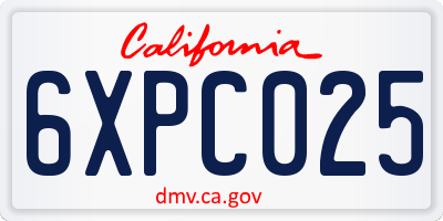 CA license plate 6XPC025