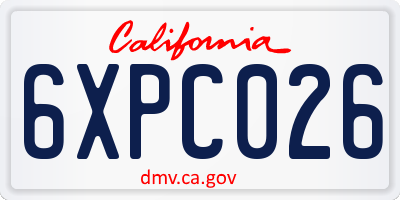 CA license plate 6XPC026