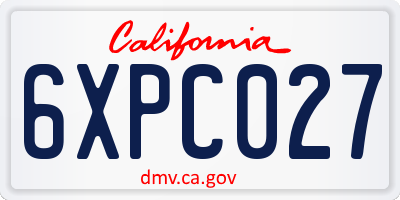 CA license plate 6XPC027