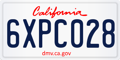 CA license plate 6XPC028