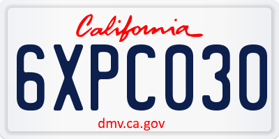 CA license plate 6XPC030