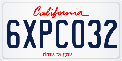 CA license plate 6XPC032
