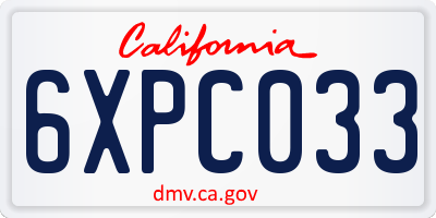 CA license plate 6XPC033