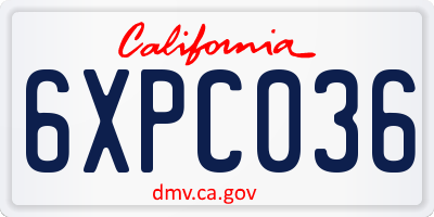 CA license plate 6XPC036