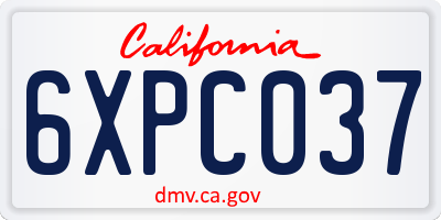 CA license plate 6XPC037