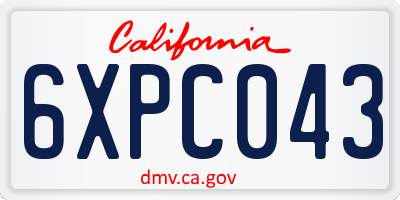 CA license plate 6XPC043