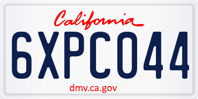 CA license plate 6XPC044