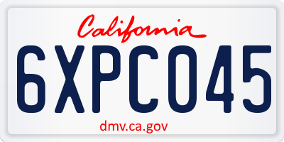 CA license plate 6XPC045