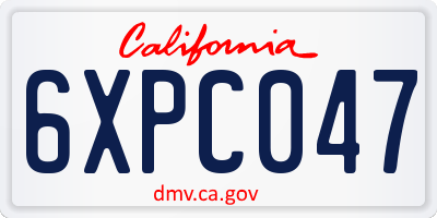 CA license plate 6XPC047