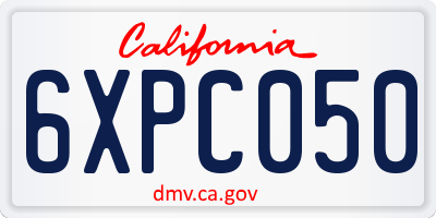CA license plate 6XPC050