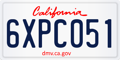 CA license plate 6XPC051