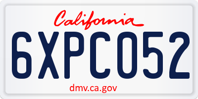 CA license plate 6XPC052