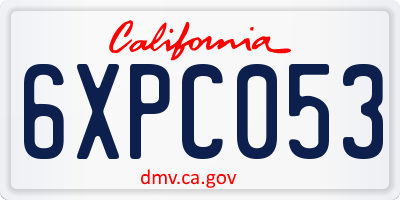 CA license plate 6XPC053