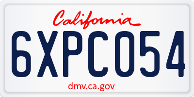 CA license plate 6XPC054