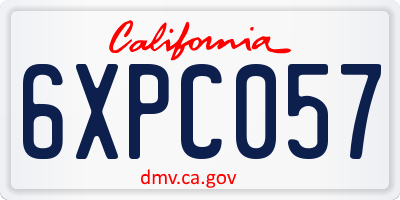 CA license plate 6XPC057