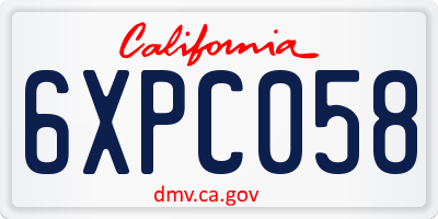 CA license plate 6XPC058