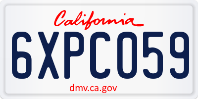 CA license plate 6XPC059
