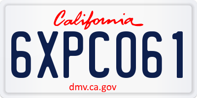 CA license plate 6XPC061