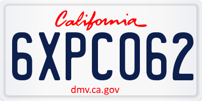CA license plate 6XPC062