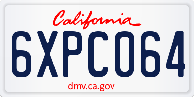 CA license plate 6XPC064