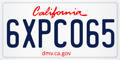 CA license plate 6XPC065