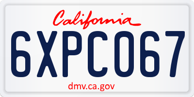 CA license plate 6XPC067