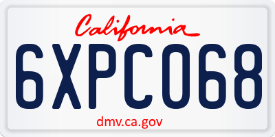 CA license plate 6XPC068