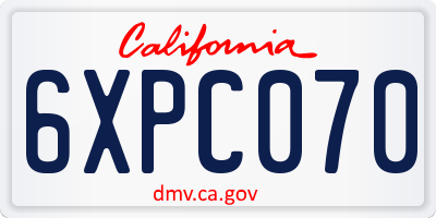 CA license plate 6XPC070