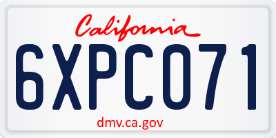 CA license plate 6XPC071