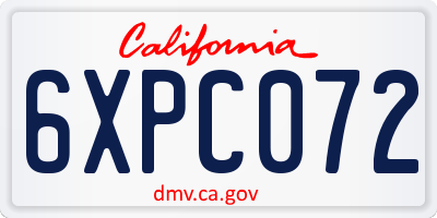 CA license plate 6XPC072