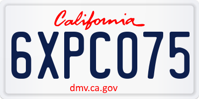 CA license plate 6XPC075