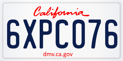 CA license plate 6XPC076