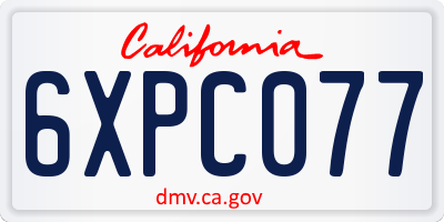 CA license plate 6XPC077
