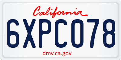 CA license plate 6XPC078