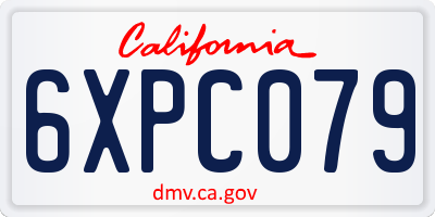 CA license plate 6XPC079
