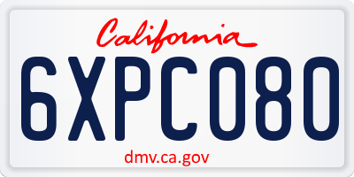 CA license plate 6XPC080