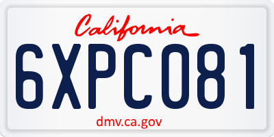 CA license plate 6XPC081