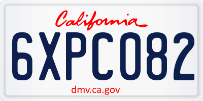 CA license plate 6XPC082