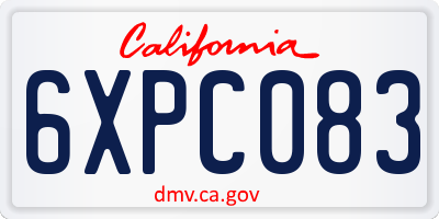 CA license plate 6XPC083